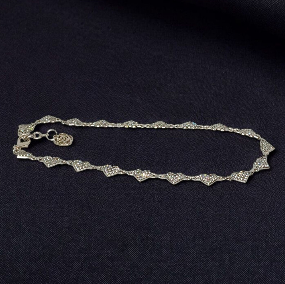 Silver Sparkling Heart Necklace New Age Grunge Modern Retro Glam 1990s Lovecore - Picture 3 of 12
